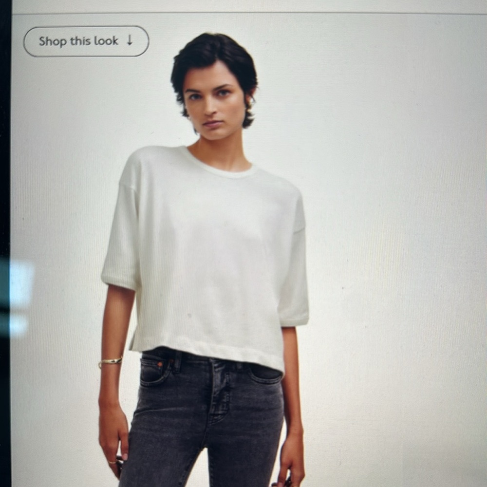 Madewell Relaxed Boxy Tee in Eyelet White - Picture 2 of 4